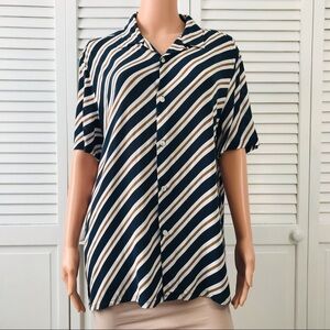 TOPMAN Striped Short Sleeve Button Down Shirt Size Large